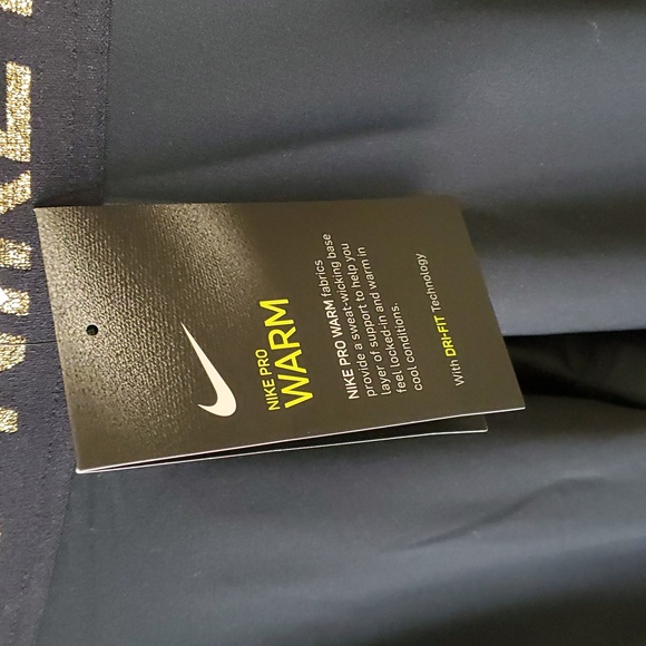 Nike Pro Full Length Training Gold and Black Leggings - Picture 2 of 6